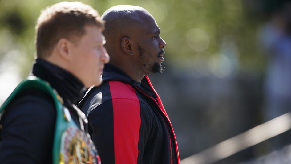 Dillian Whyte (background) faces Alexander Povetkin on Sky Sports