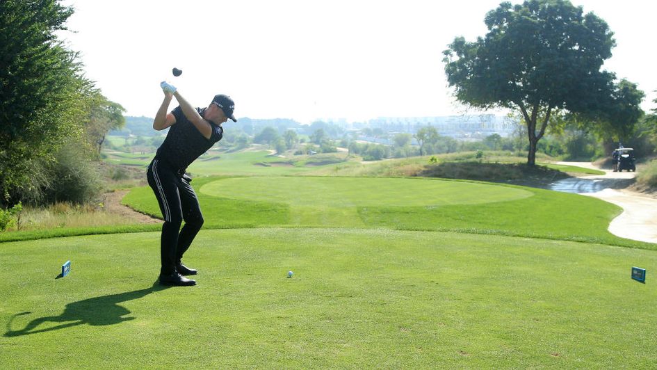 Matt Wallace tees off at the Fire Course