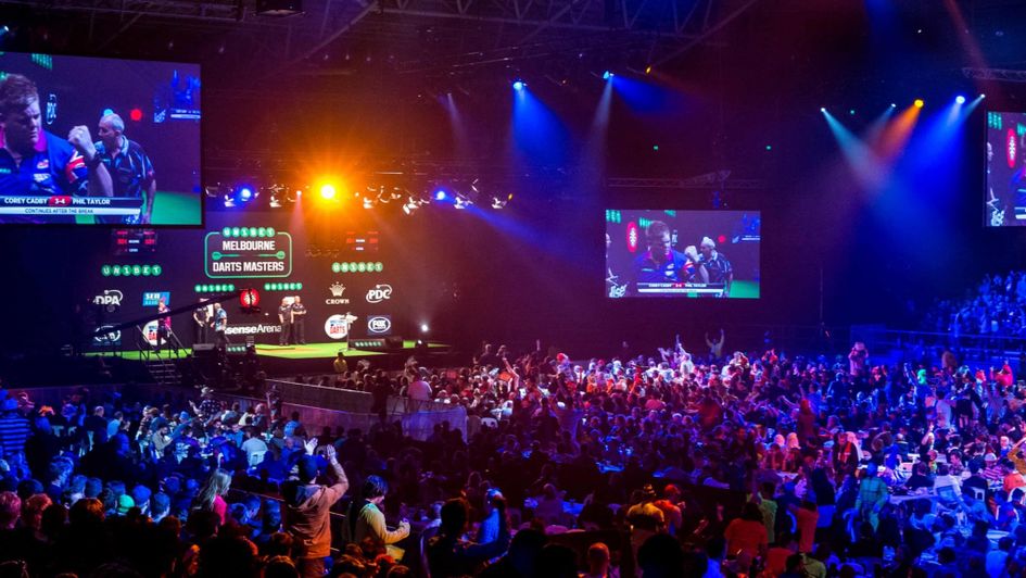 Phil Taylor and Corey Cadby entertained the crowds in Melbourne (Pic: Tim Murdoch/PDC)