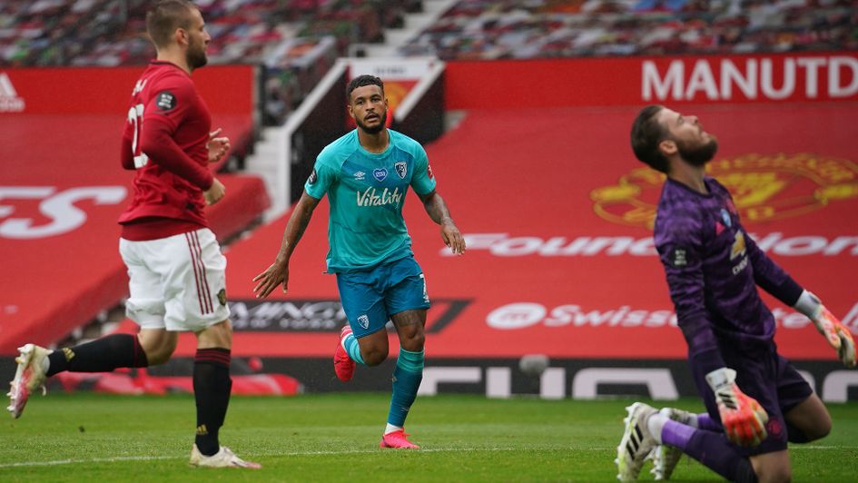 Josh King celebrates his goal against Manchester United