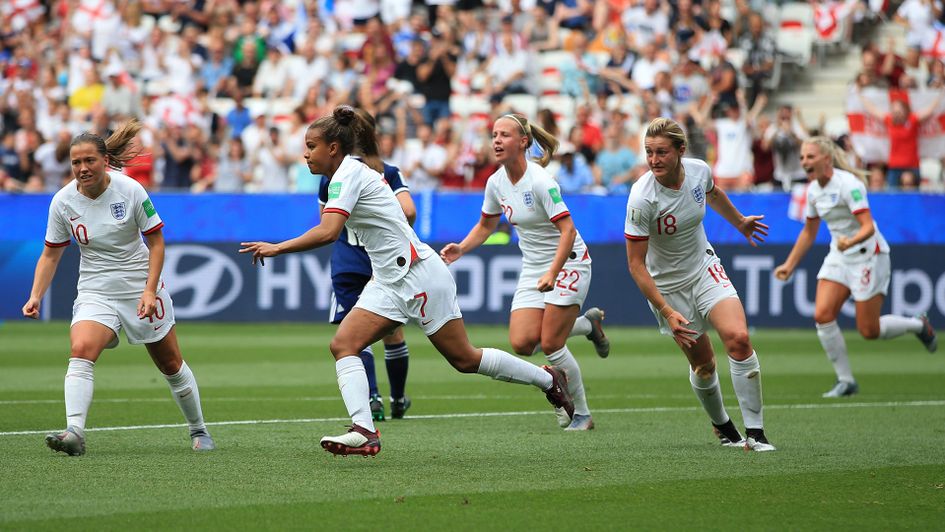 Nikita Parris celebrates for England