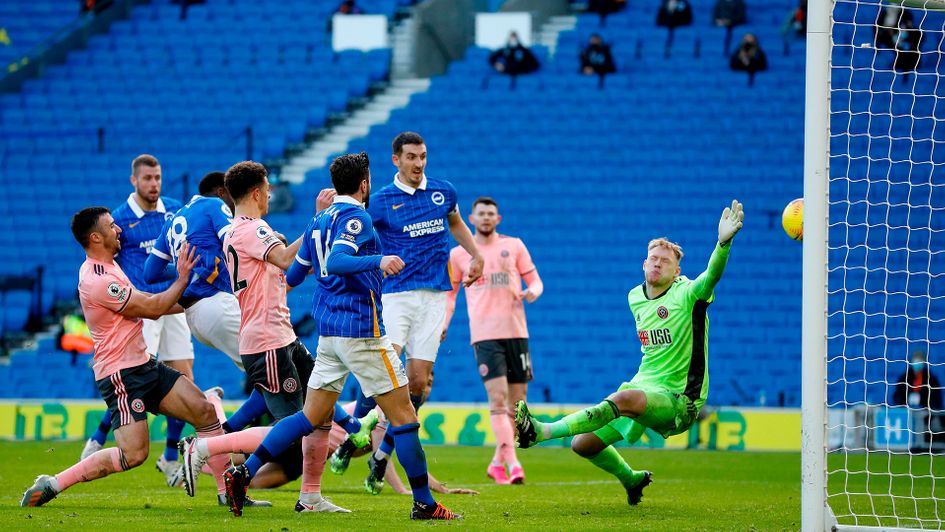 Danny Welbeck scores against Sheffield United