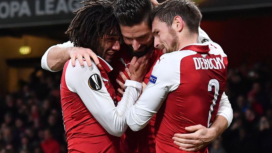 Arsenal players celebrate