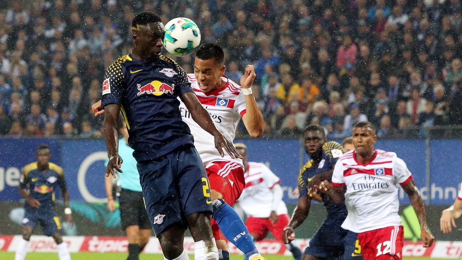 Jean-Kevin Augustin aims to find a team mate with a header
