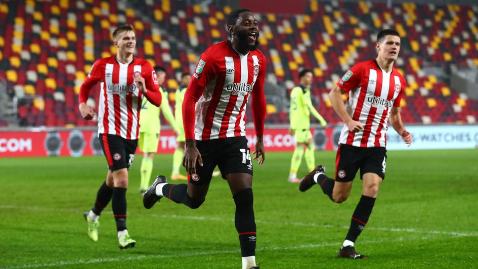 Josh Dasilva celebrates for Brentford