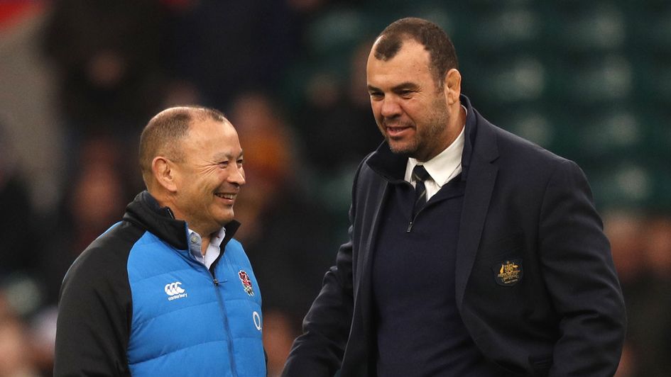 England coach Eddie Jones, left, with his Australian counterpart Michael Cheika