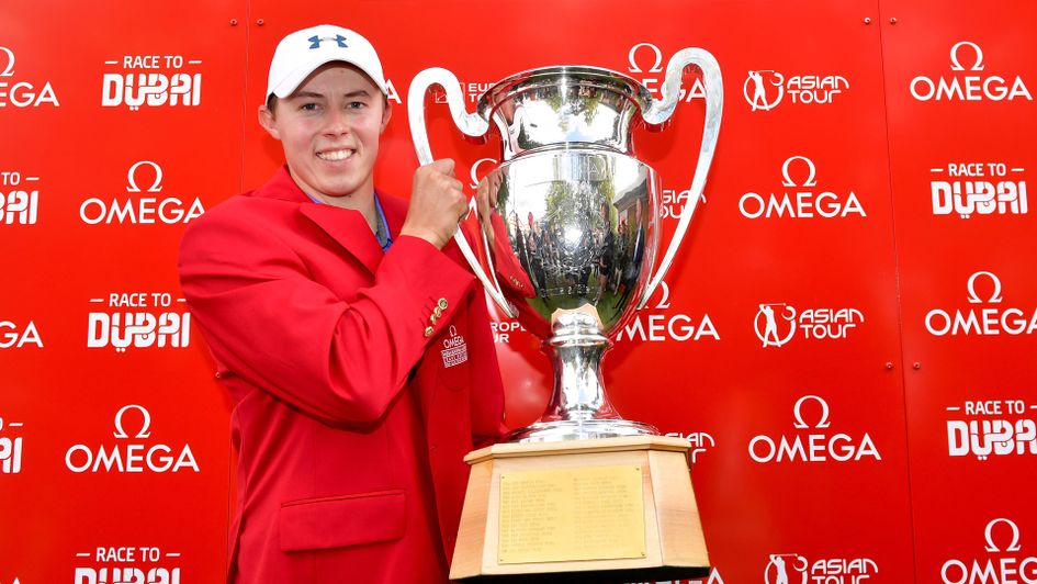 Matt Fitzpatrick shows off the European Masters trophy