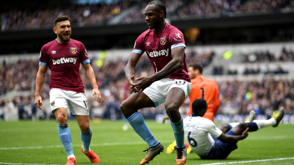 Michail Antonio: West Ham forward celebrates after scoring against Spurs