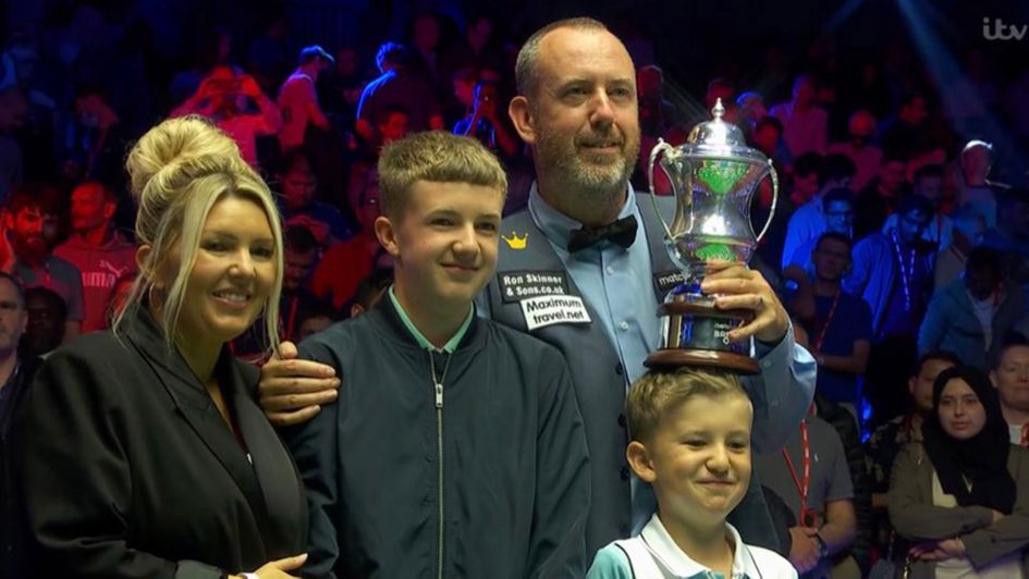 Mark Williams celebrates winning his 24th ranking title