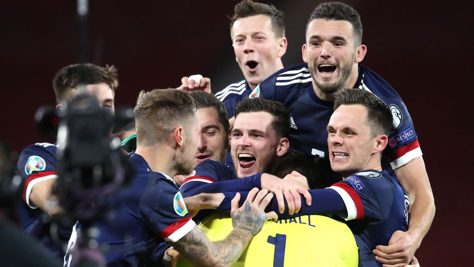 Scotland celebrate their penalties victory
