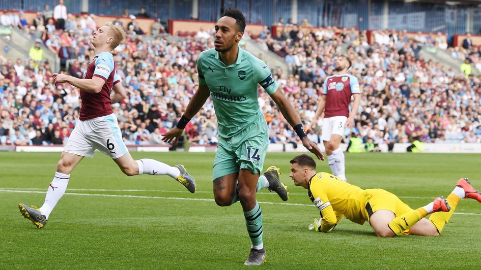 Pierre-Emerick Aubameyang: Arsenal ace celebrates a goal at Burnley