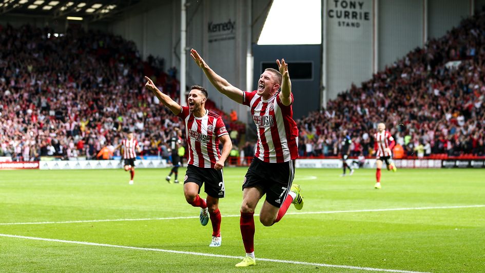 John Lundstram (right) celebrates his goal against Crystal Palace