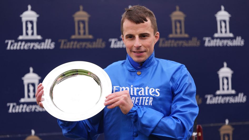 William Buick celebrates Wise Approach's Middle Park win