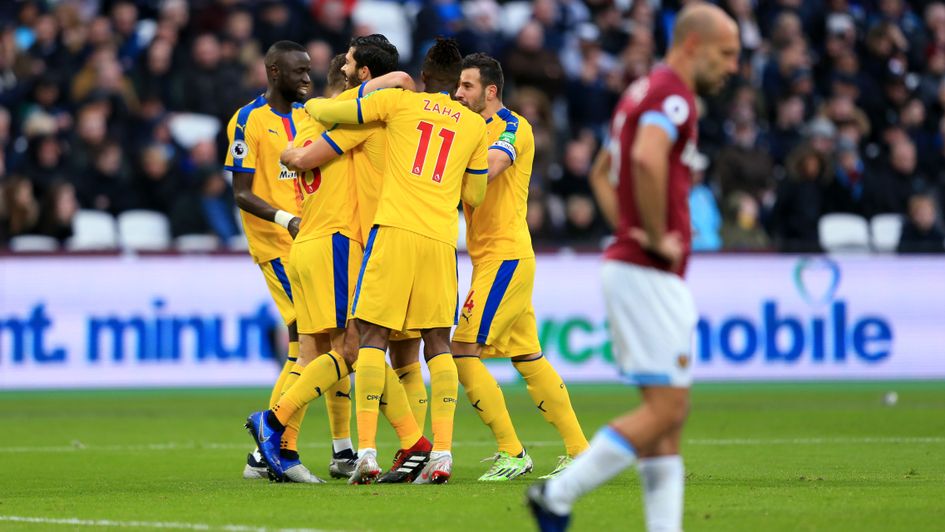 Crystal Palace celebrate James McArthur's goal against West Ham