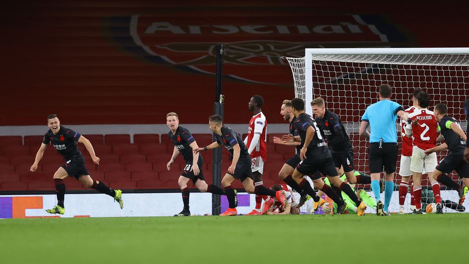Slavia Prague equalise late on against Arsenal