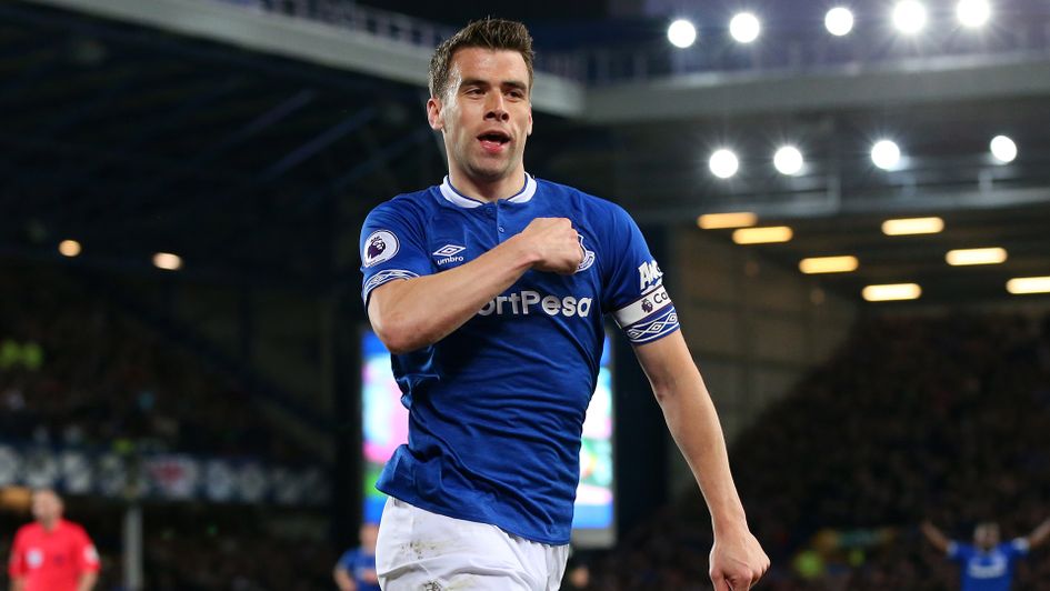 Seamus Coleman celebrates after scoring against Burnley