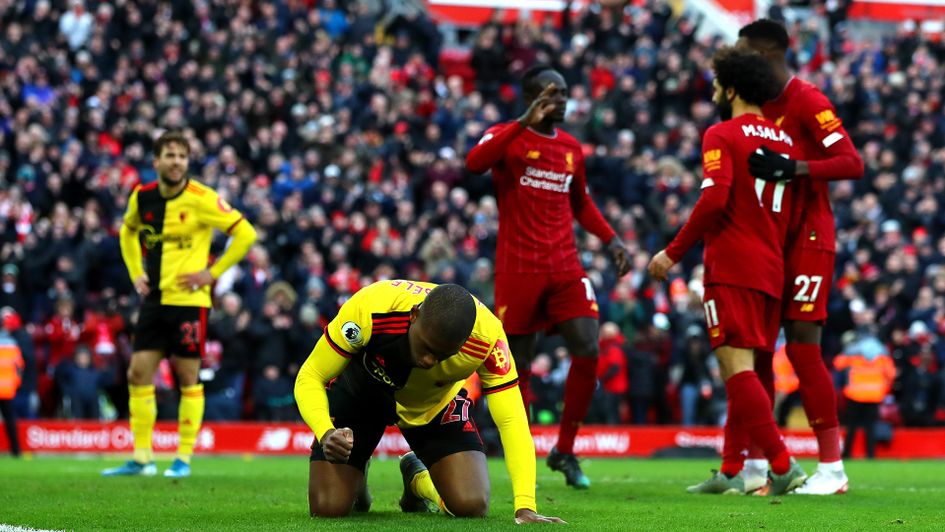 Christian Kabasele during Watford's defeat to Liverpool