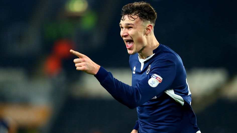Jake Cooper celebrates after scoring for Millwall