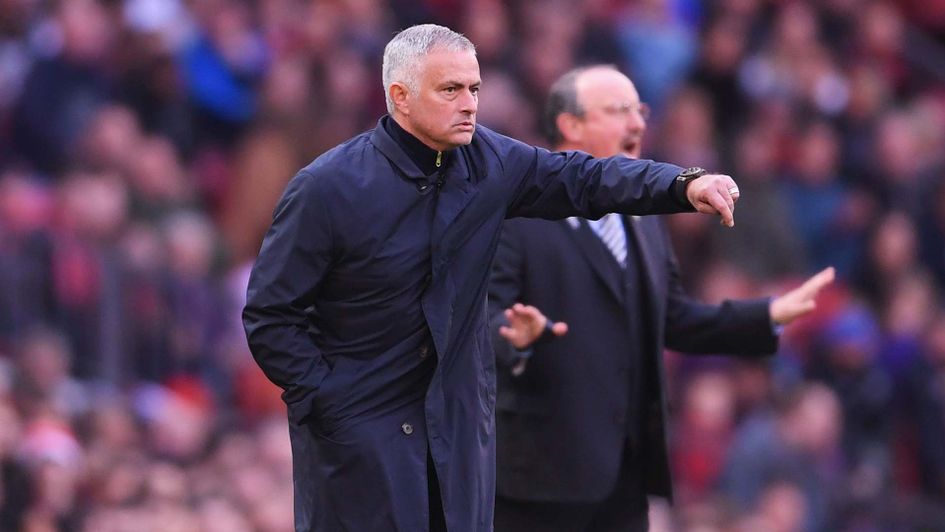 Manchester United manager Jose Mourinho on the touchline against Newcastle