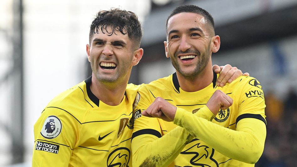 Christian Pulisic celebrates with Hakim Ziyech