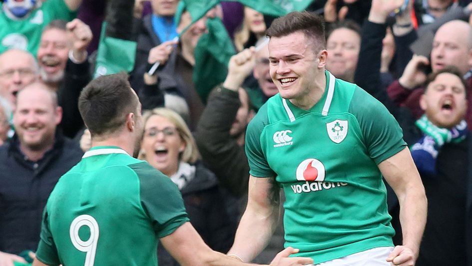 Jacob Stockdale celebrates