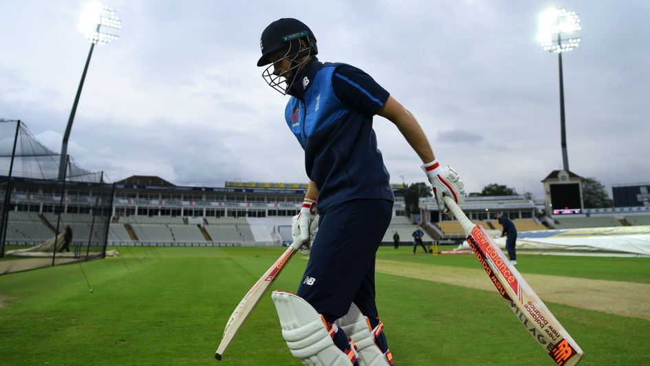 Joe Root heads to the nets under the Edgbaston floodlights