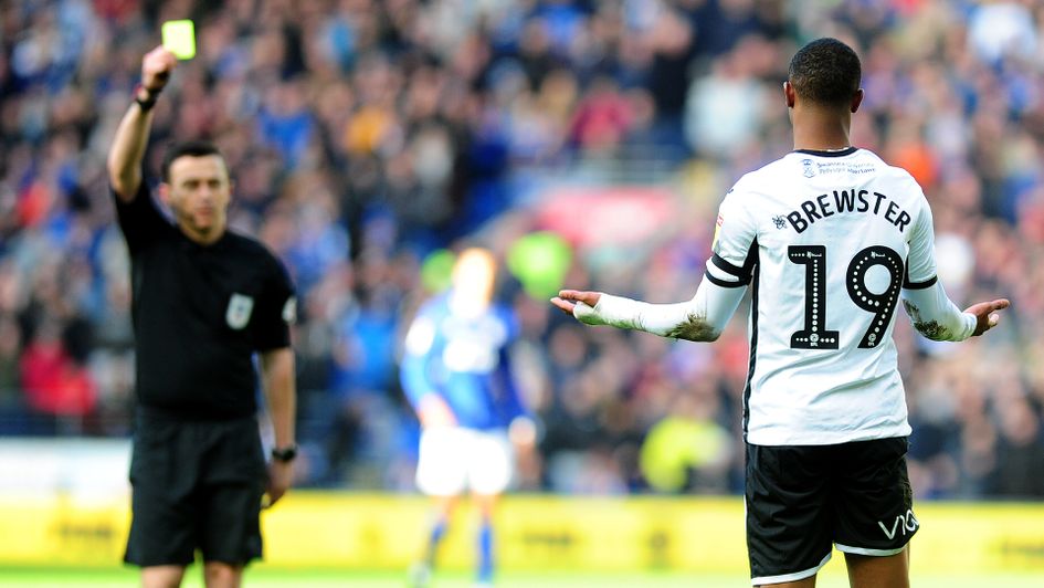 Rhian Brewster is booked during his time at Swansea