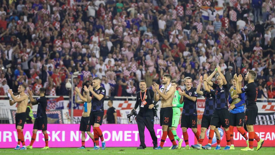 Croatia players celebrate their Euro 2020 qualifying win over Hungary