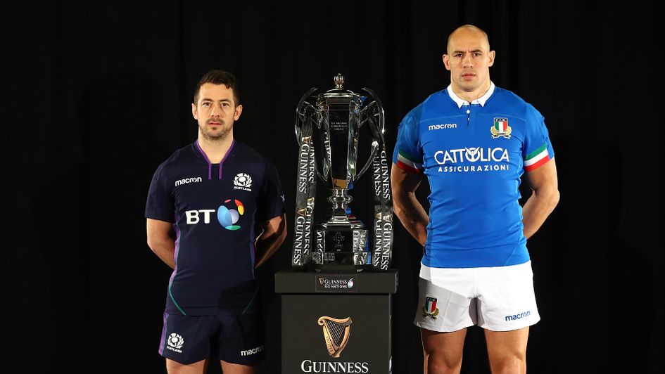 Scotland captain Greig Laidlaw with Italy counterpart Sergio Parisse