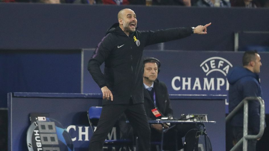 Pep Guardiola on the sidelines at Schalke