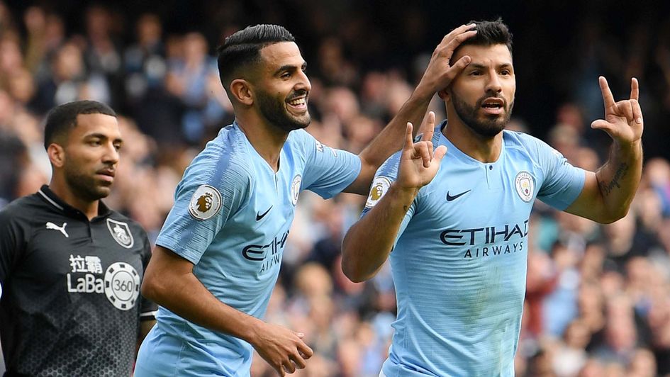 Sergio Aguero celebrates a goal for Manchester City against Burnley