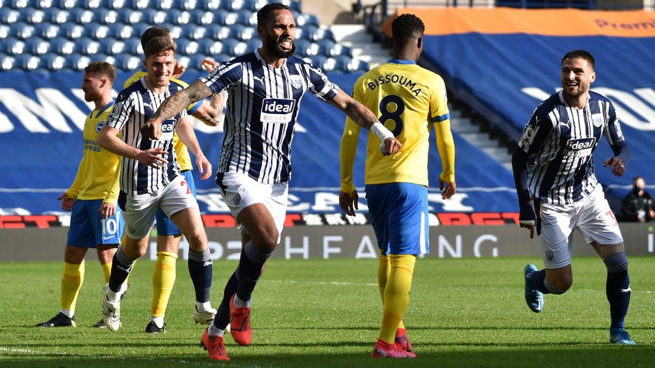 Kyle Bartley celebrates his goal against Brighton