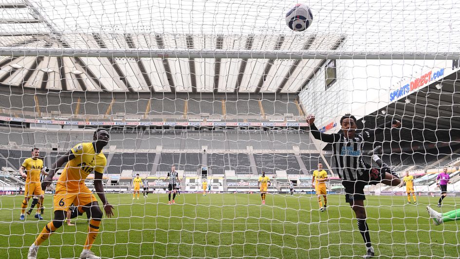 Joe Willock scores Newcastle's equaliser against Tottenham