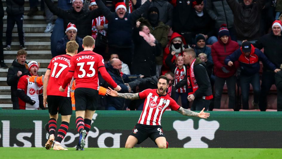 Danny Ings celebrates his goal for Southampton against Arsenal