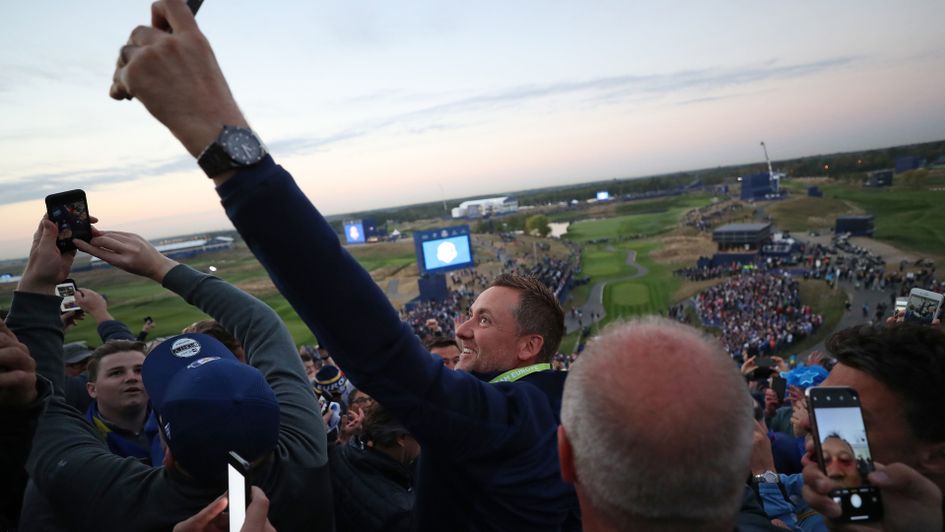 Ian Poulter among the fans behind the first tee