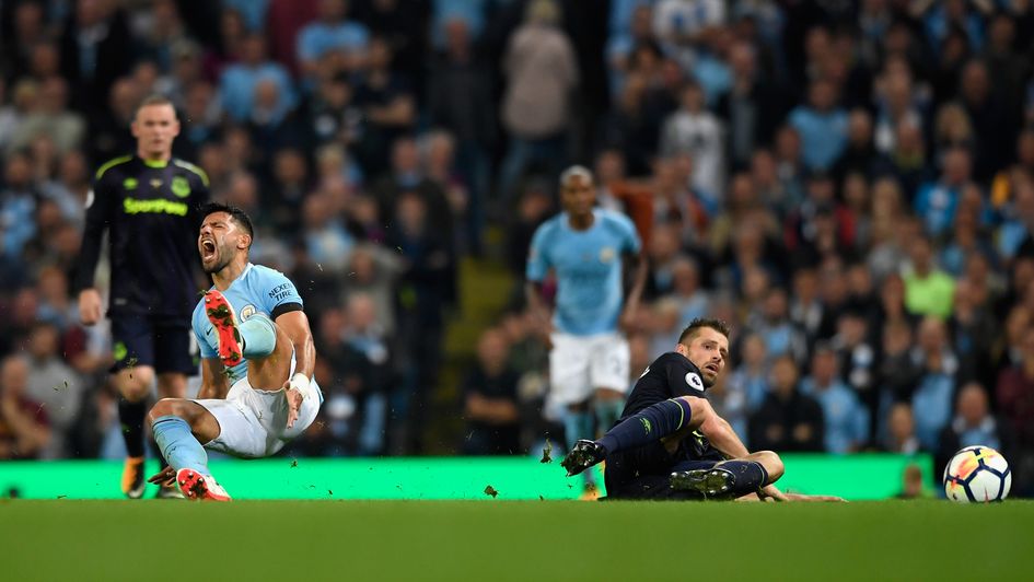 Morgan Schneiderlin saw red for this tackle on Sergio Aguero