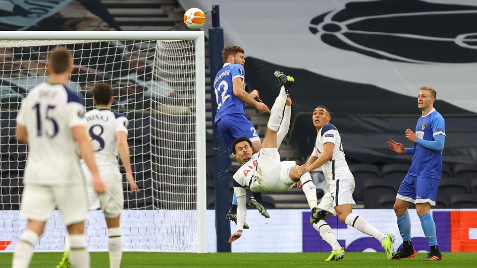 Dele Alli scores a stunning overhead kick against Wolfsberger