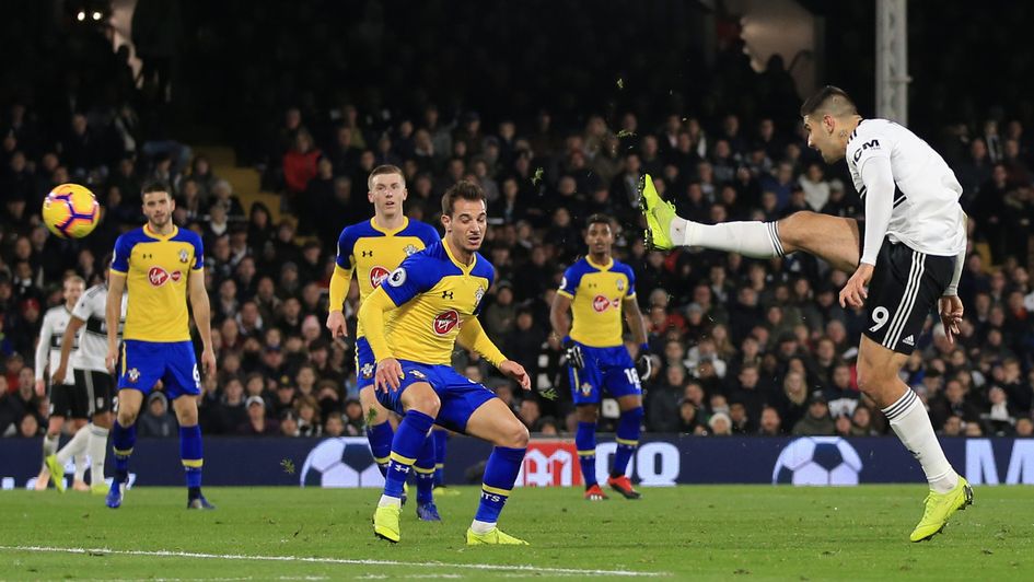 Fulham's Aleksandar Mitrovic scores against Southampton