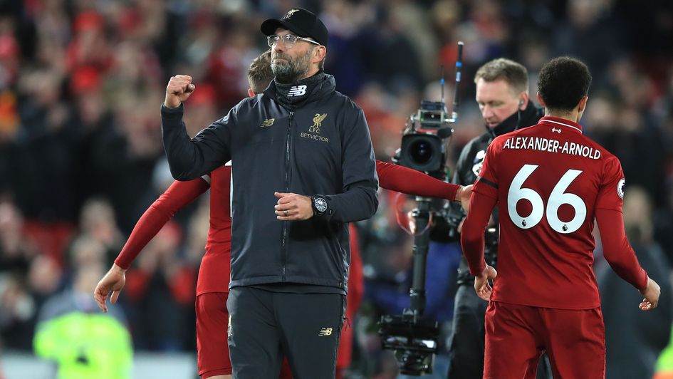 Jurgen Klopp celebrates with his players
