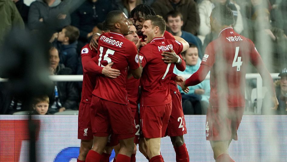 Liverpool celebrate their late winner