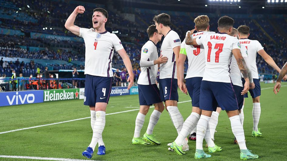 England celebrate during victory over Ukraine