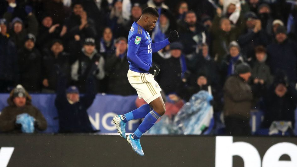 Kelechi Iheanacho celebrates his equaliser