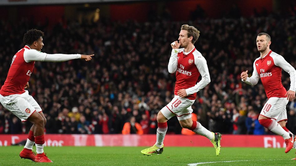 Nacho Monreal and Arsenal celebrate