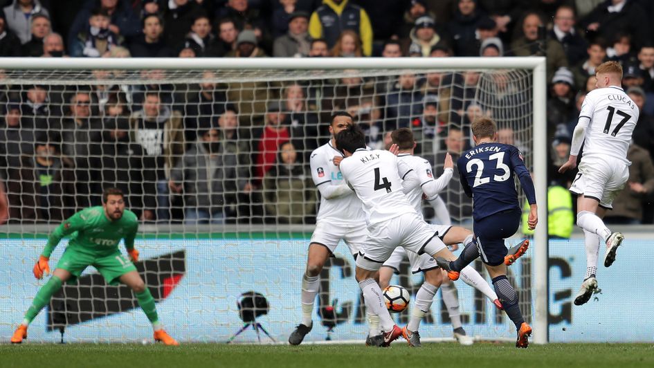 Christian Eriksen scores against Swansea City