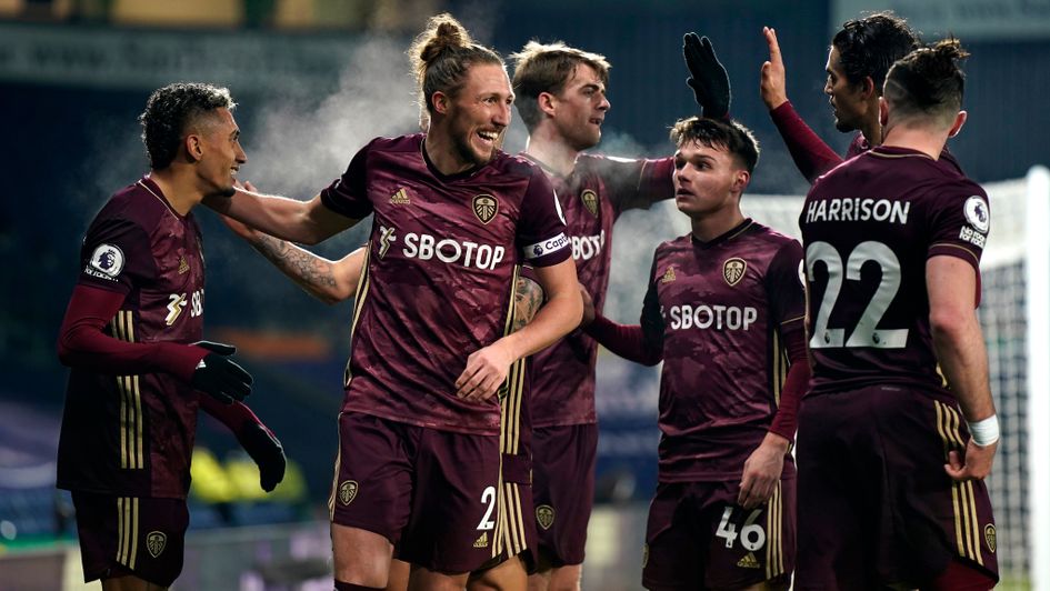 Leeds celebrate during their thrashing of West Brom