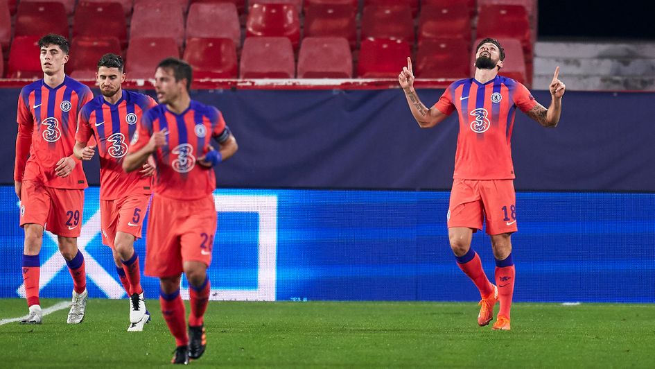 Olivier Giroud scored a hat-trick against Sevilla