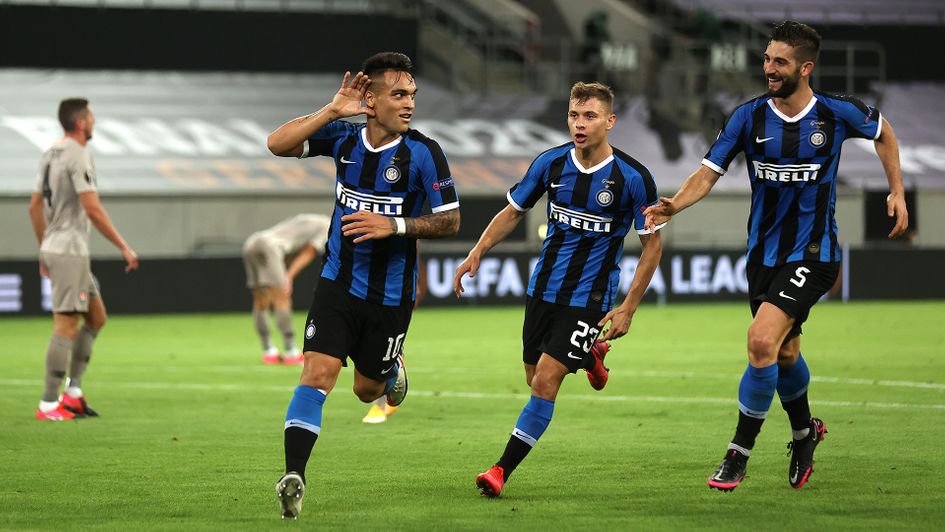 Lautaro Martinez celebrates his second goal