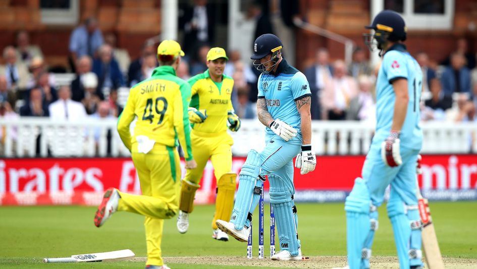 England's Ben Stokes after being bowled by a stunning yorker