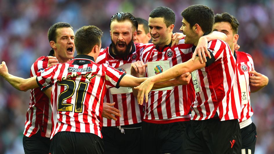 Sheffield United celebrate after scoring in the FA Cup semi-final in 2014