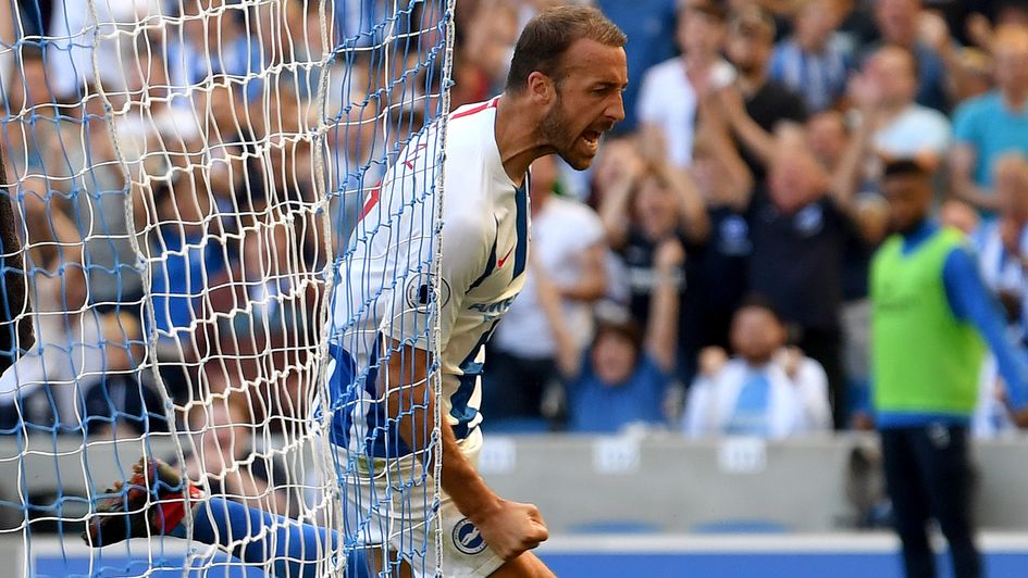 Glenn Murray celebrates his goal for Brighton against Fulham
